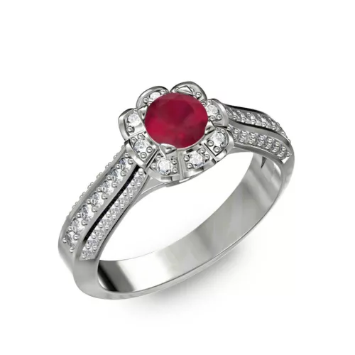  Ékszerpalota eljegyzési gyűrű 0,5ct rubinnal BRK198 fehér arany