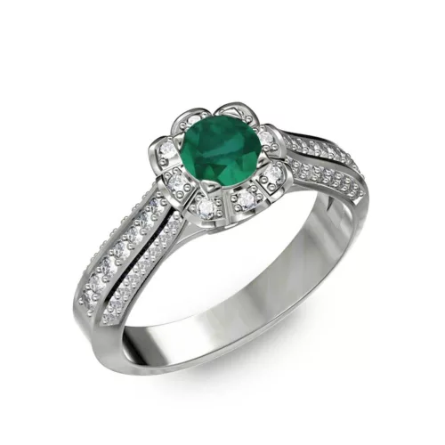  Ékszerpalota eljegyzési gyűrű 0,5ct smaragddal BRK198 fehér arany