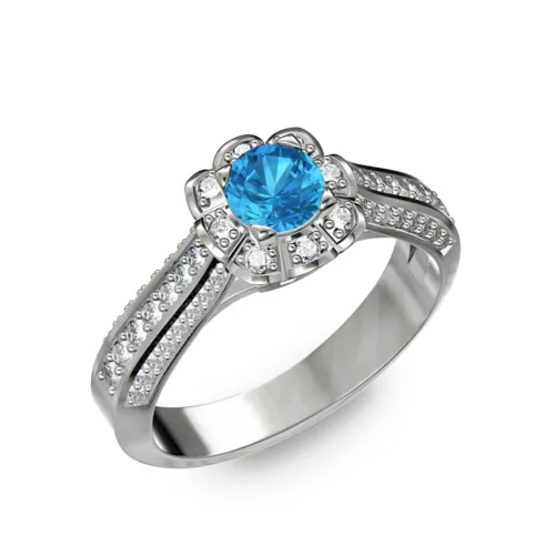  Ékszerpalota eljegyzési gyűrű 0,5ct kék topázzal BRK198 fehér arany