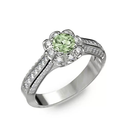  Ékszerpalota eljegyzési gyűrű 0,5ct zöld gyémánttal BRK198 fehér arany