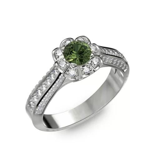  Ékszerpalota eljegyzési gyűrű 0,5ct zöld zafírral BRK198 fehér arany