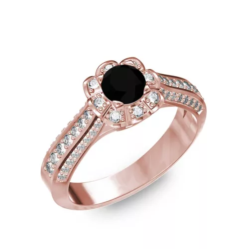  Ékszerpalota eljegyzési gyűrű 0,5ct fekete gyémánttal BRK198 rozé arany