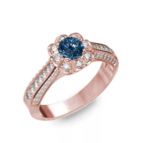  Ékszerpalota eljegyzési gyűrű 0,5ct kék gyémánttal BRK198 rozé arany
