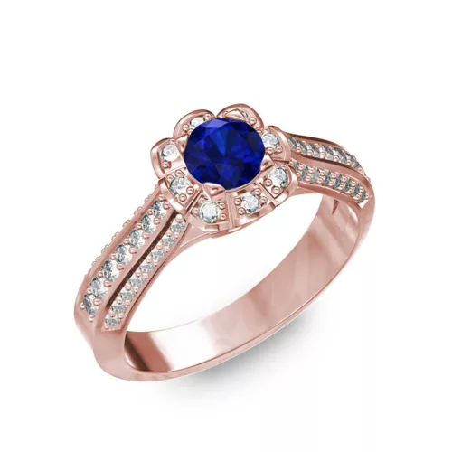  Ékszerpalota eljegyzési gyűrű 0,5ct kék diffusion zafírral BRK198 rozé arany