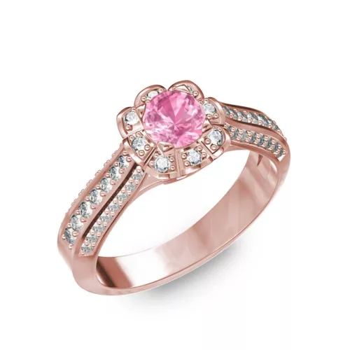 Ékszerpalota eljegyzési gyűrű 0,5ct pink zafírral BRK198 rozé arany