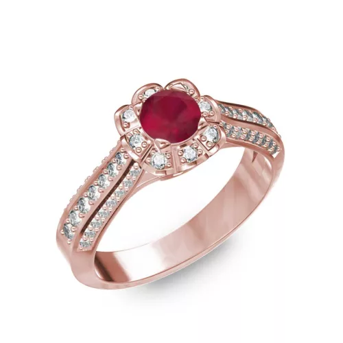  Ékszerpalota eljegyzési gyűrű 0,5ct rubinnal BRK198 rozé arany