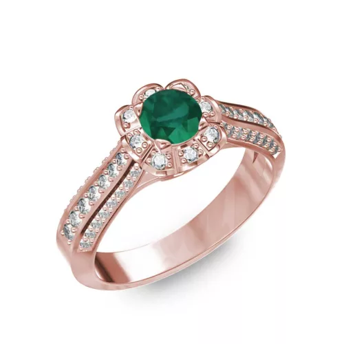  Ékszerpalota eljegyzési gyűrű 0,5ct smaragddal BRK198 rozé arany