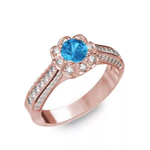  Ékszerpalota eljegyzési gyűrű 0,5ct kék topázzal BRK198 rozé arany
