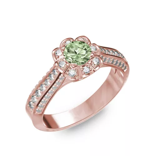  Ékszerpalota eljegyzési gyűrű 0,5ct zöld gyémánttal BRK198 rozé arany