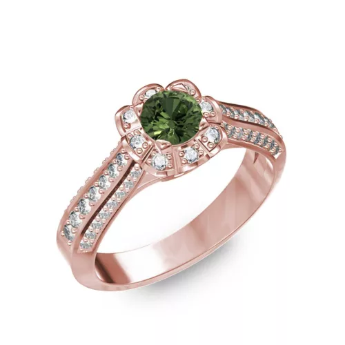  Ékszerpalota eljegyzési gyűrű 0,5ct zöld zafírral BRK198 rozé arany