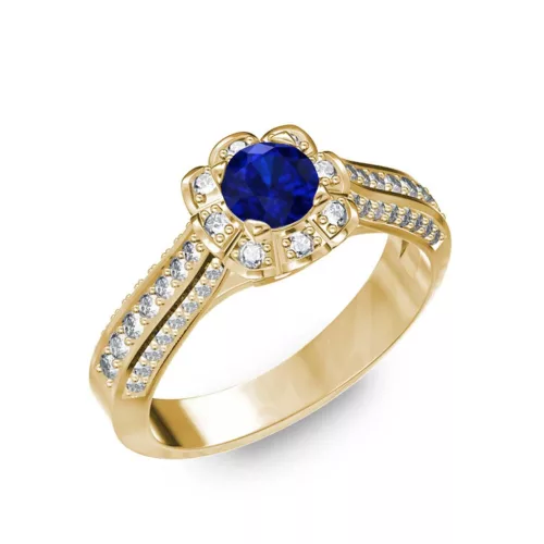  Ékszerpalota eljegyzési gyűrű 0,5ct kék diffusion zafírral BRK198 sárga arany