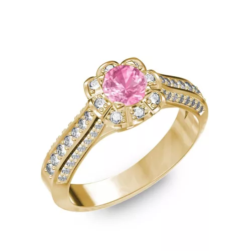 Ékszerpalota eljegyzési gyűrű 0,5ct pink zafírral BRK198 sárga arany