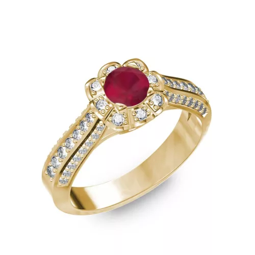  Ékszerpalota eljegyzési gyűrű 0,5ct rubinnal BRK198 sárga arany
