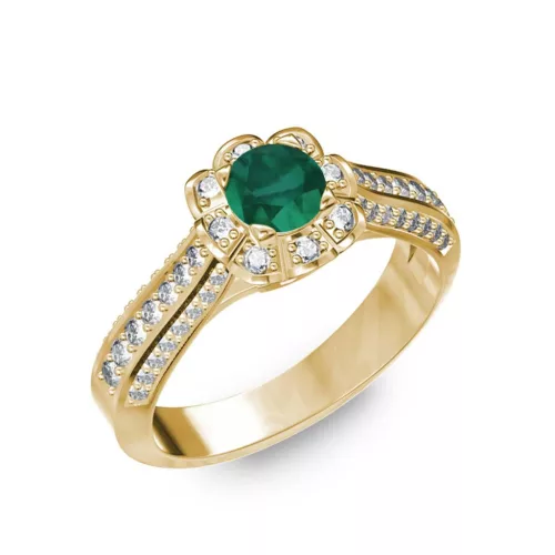  Ékszerpalota eljegyzési gyűrű 0,5ct smaragddal BRK198 sárga arany