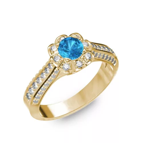  Ékszerpalota eljegyzési gyűrű 0,5ct kék topázzal BRK198 sárga arany