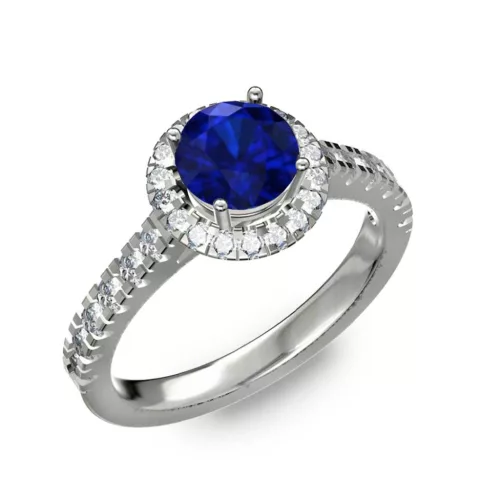  Ékszerpalota eljegyzési gyűrű 0,8ct kék diffusion zafírral BRK201 fehér arany