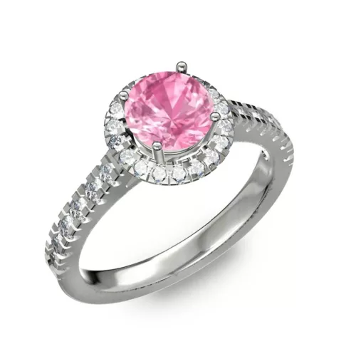  Ékszerpalota eljegyzési gyűrű 0,8ct pink zafírral BRK201 fehér arany