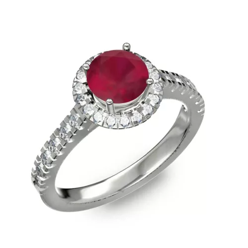  Ékszerpalota eljegyzési gyűrű 0,8ct rubinnal BRK201 fehér arany