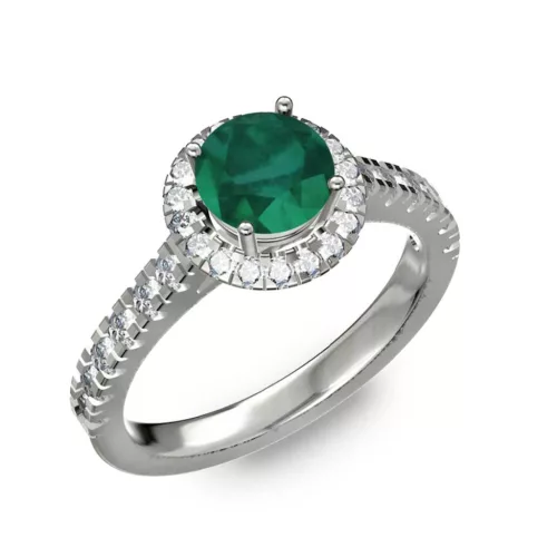  Ékszerpalota eljegyzési gyűrű 0,8ct smaragddal BRK201 fehér arany