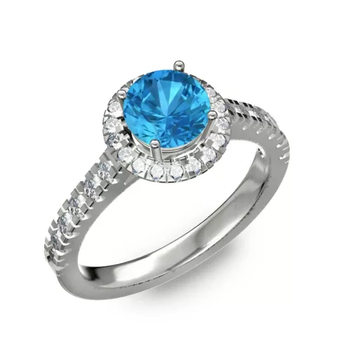  Ékszerpalota eljegyzési gyűrű 0,8ct kék topázzal BRK201 fehér arany