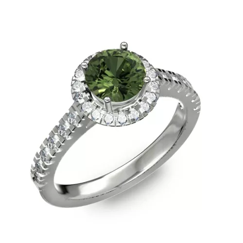  Ékszerpalota eljegyzési gyűrű 0,8ct zöld zafírral BRK201 fehér arany