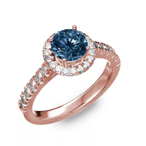  Ékszerpalota eljegyzési gyűrű 0,8ct kék gyémánttal BRK201 rozé arany