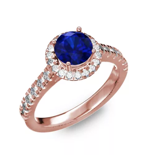  Ékszerpalota eljegyzési gyűrű 0,8ct kék diffusion zafírral BRK201 rozé arany