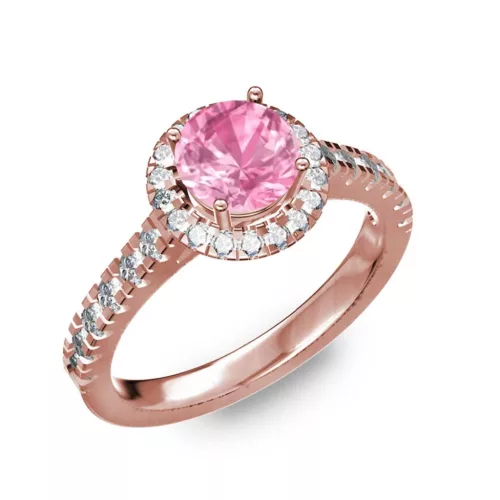  Ékszerpalota eljegyzési gyűrű 0,8ct pink zafírral BRK201 rozé arany