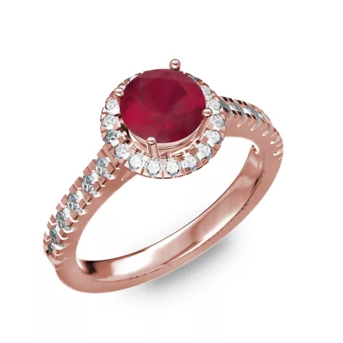  Ékszerpalota eljegyzési gyűrű 0,8ct rubinnal BRK201 rozé arany