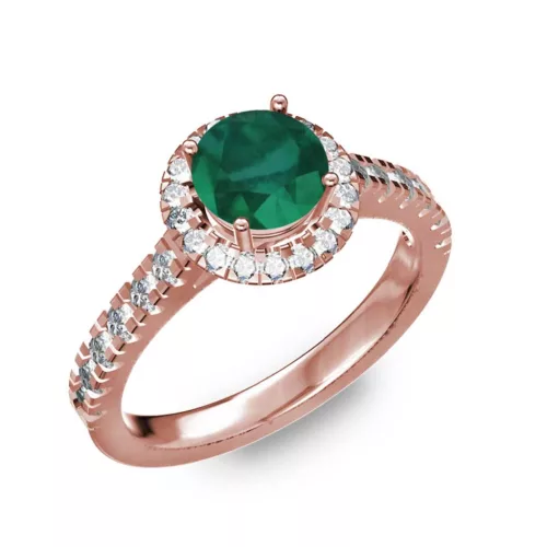  Ékszerpalota eljegyzési gyűrű 0,8ct smaragddal BRK201 rozé arany