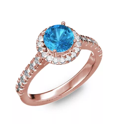  Ékszerpalota eljegyzési gyűrű 0,8ct kék topázzal BRK201 rozé arany