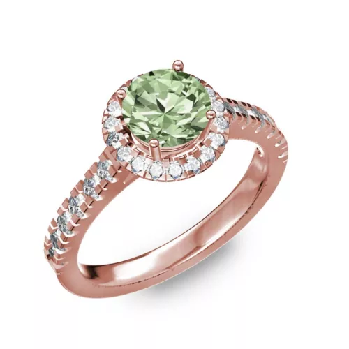  Ékszerpalota eljegyzési gyűrű 0,8ct zöld gyémánttal BRK201 rozé arany