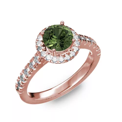  Ékszerpalota eljegyzési gyűrű 0,8ct zöld zafírral BRK201 rozé arany