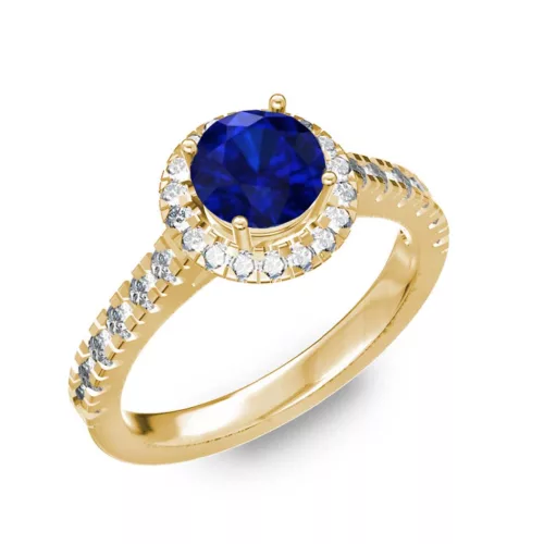  Ékszerpalota eljegyzési gyűrű 0,8ct kék diffusion zafírral BRK201 sárga arany