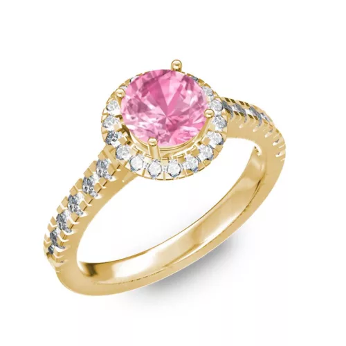  Ékszerpalota eljegyzési gyűrű 0,8ct pink zafírral BRK201 sárga arany