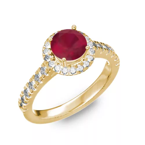  Ékszerpalota eljegyzési gyűrű 0,8ct rubinnal BRK201 sárga arany