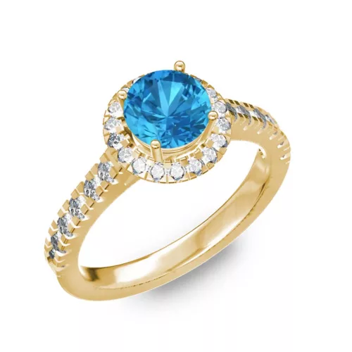 Ékszerpalota eljegyzési gyűrű 0,8ct kék topázzal BRK201 sárga arany