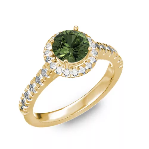  Ékszerpalota eljegyzési gyűrű 0,8ct zöld zafírral BRK201 sárga arany