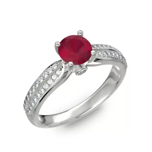  Ékszerpalota eljegyzési gyűrű 0,8ct rubinnal BRK202 fehér arany