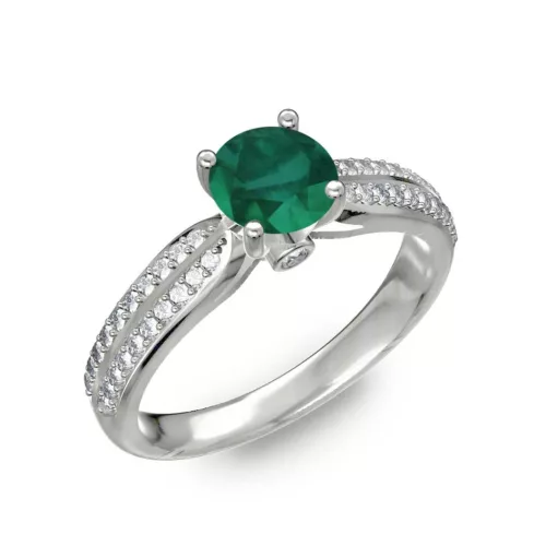 Ékszerpalota eljegyzési gyűrű 0,8ct smaragddal BRK202 fehér arany