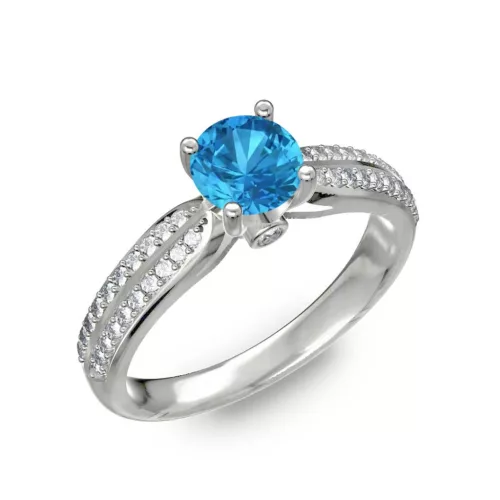  Ékszerpalota eljegyzési gyűrű 0,8ct kék topázzal BRK202 fehér arany