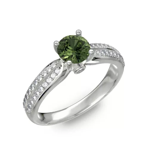  Ékszerpalota eljegyzési gyűrű 0,8ct zöld zafír BRK202 fehér arany