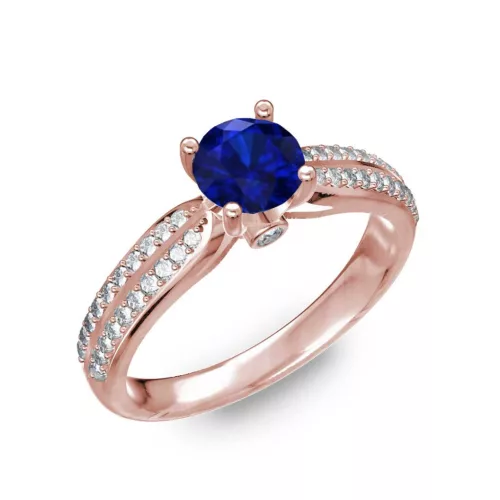 Ékszerpalota eljegyzési gyűrű 0,8ct kék diffusion zafír BRK202 rozé arany