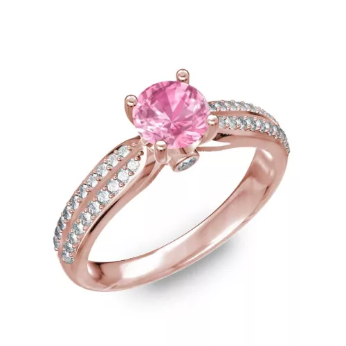  Ékszerpalota eljegyzési gyűrű 0,8ct pink zafír BRK202 rozé arany