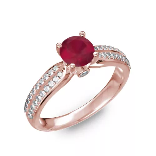  Ékszerpalota eljegyzési gyűrű 0,8ct rubinnal BRK202 rozé arany
