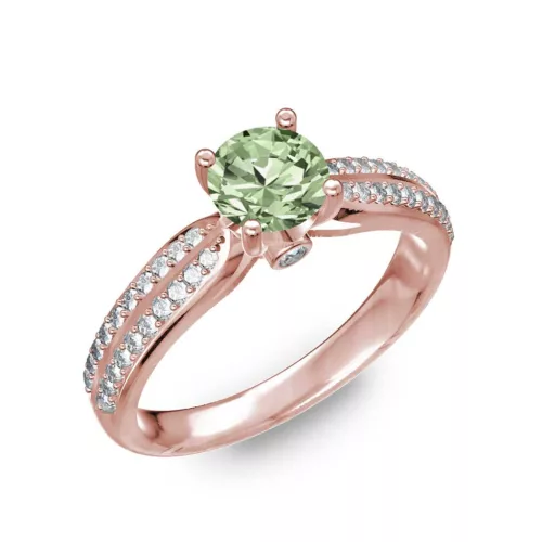  Ékszerpalota eljegyzési gyűrű 0,8ct zöld gyémánttal BRK202 rozé arany