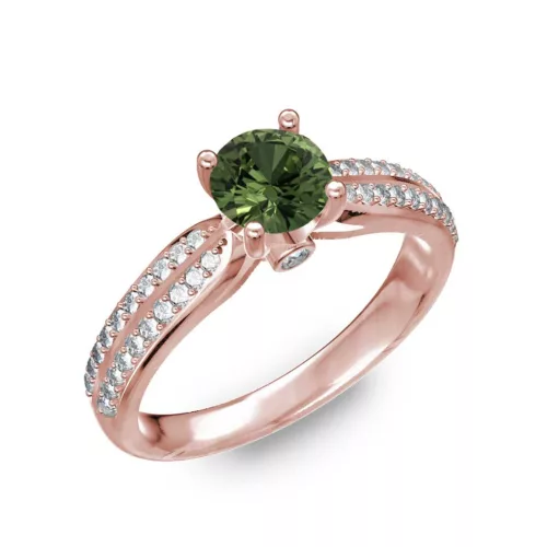  Ékszerpalota eljegyzési gyűrű 0,8ct zöld zafír BRK202 rozé arany