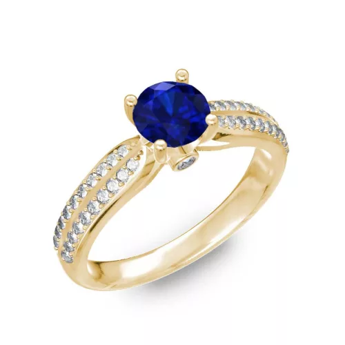  Ékszerpalota eljegyzési gyűrű 0,8ct kék diffusion zafír BRK202 sárga arany