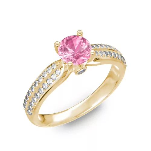  Ékszerpalota eljegyzési gyűrű 0,8ct pink zafír BRK202 sárga arany
