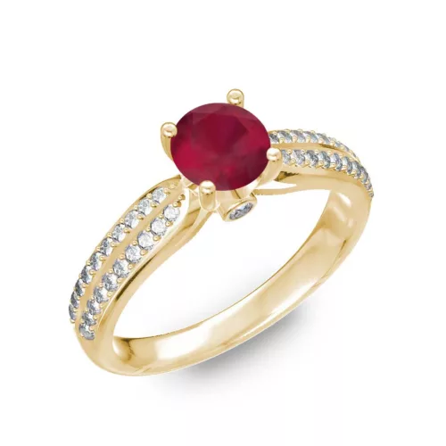  Ékszerpalota eljegyzési gyűrű 0,8ct rubinnal BRK202 sárga arany